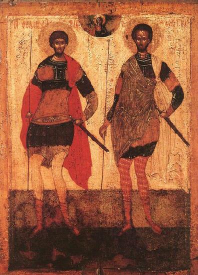 Icon of St Theodore Stratilates and St Theodore Tyron, unknow artist